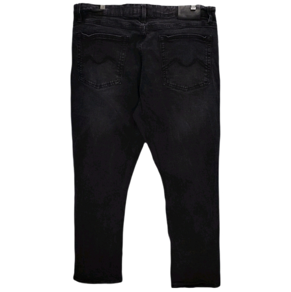 Urban Star 39x30 Mens Jeans Black Wash Straight Leg Relaxed Fit Stretch Denim